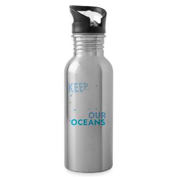 Keep Our Oceans Clean Ocean Protection Lake - Water bottle with straw - silver - Right