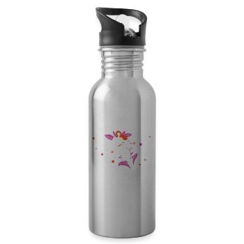 Self-love is important positive Self-love sweet - Water bottle with straw - silver - Right