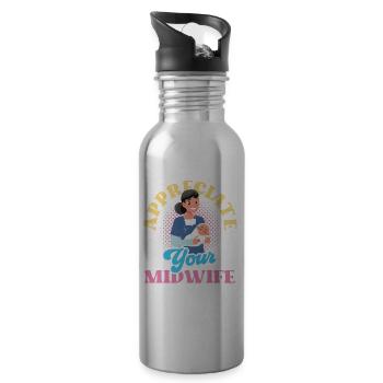 Appreciate Your Midwife Obstetrics Profession Midwives - Water bottle with straw - silver - Right