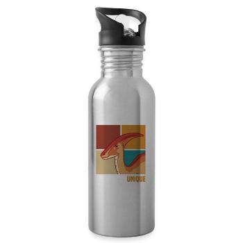 Dinosaurier Geschenke | Dino Kinder Geburtstage - Trinkflasche mit integriertem Trinkhalm - Lightsilver - Rechts