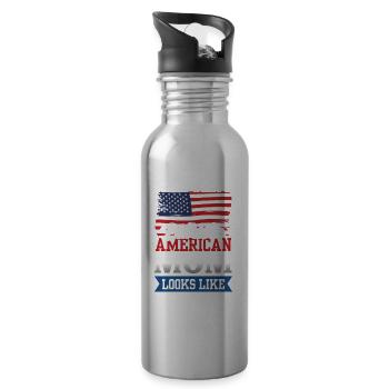 Voici à quoi ressemble une mère américaine patriotique aux États-Unis - Gourde avec paille intégrée - argent clair - Droite