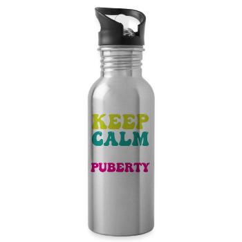 Ruhe Bewahren Es Ist Nur Die Pubertät Erwachsen - Trinkflasche mit integriertem Trinkhalm - Lightsilver - Rechts