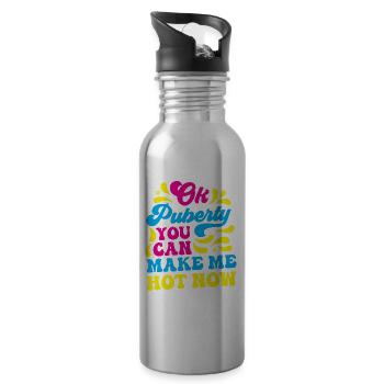 Ok Pubertät Du Kannst Mich Jetzt Heiß Machen - Trinkflasche mit integriertem Trinkhalm - Lightsilver - Rechts