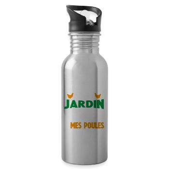 M'occuper de mon jardin Cadeau jardinier poules - Gourde avec paille intégrée - argent clair - Droite