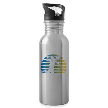Das Ist Mein Enkel Da Draußen Beim Volleyball - Trinkflasche mit integriertem Trinkhalm - Lightsilver - Rechts