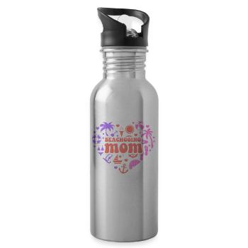 Beach visit Mother Beach Beach holiday Beach - Water bottle with straw - silver - Right