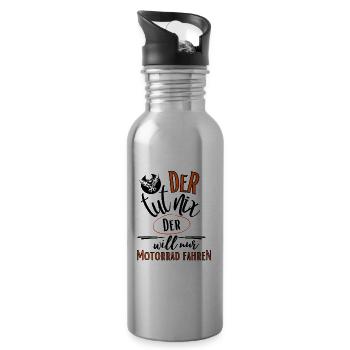 Motorrad-Der tut nix der will nur Motorrad fahren - Trinkflasche mit integriertem Trinkhalm - Lightsilver - Rechts
