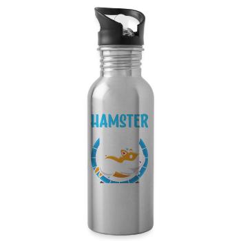Hamster Papa Cute Pet Owner - Water bottle with straw - silver - Right