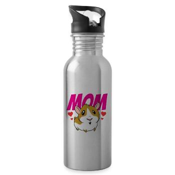 Hamster Mama Besitzer Haustier Süß - Trinkflasche mit integriertem Trinkhalm - Lightsilver - Rechts