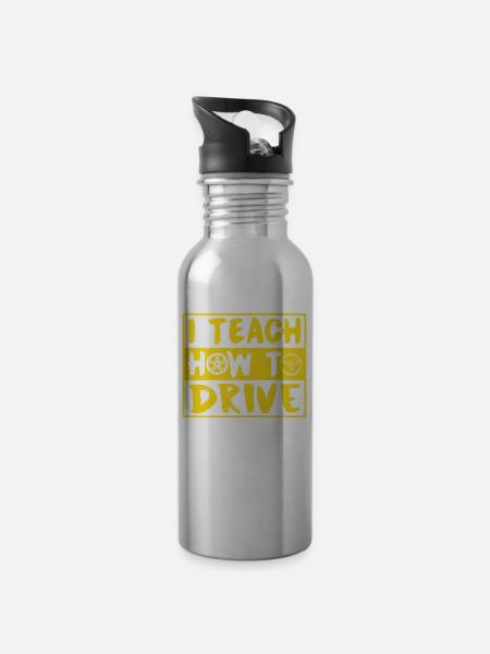 Ich Bringe Das Fahren Bei Fahrschule Fahrlehrer - Trinkflasche mit integriertem Trinkhalm - Lightsilver
