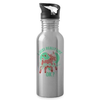 I just like goats very goat animal domestic goat - Water bottle with straw - silver - Right