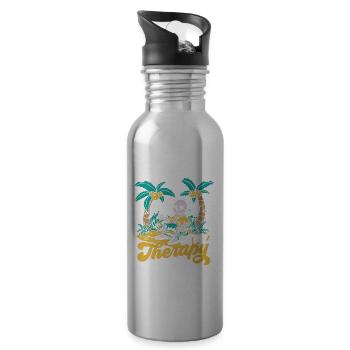 Beach holiday is my therapy Beach beach - Water bottle with straw - silver - Right