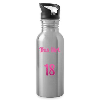 This girl is officially 18 eighteen celebration - Water bottle with straw - silver - Right