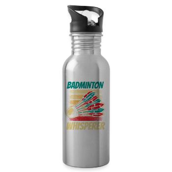 Badminton Flüsterer Federball Badmintonspieler - Trinkflasche mit integriertem Trinkhalm - Lightsilver - Rechts