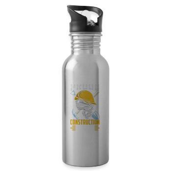 Stolzer Bauarbeiter Baustelle Teamwork Team Bau - Trinkflasche mit integriertem Trinkhalm - Lightsilver - Rechts