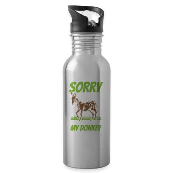 Can't I have plans with my donkey cute animal - Water bottle with straw - silver - Right