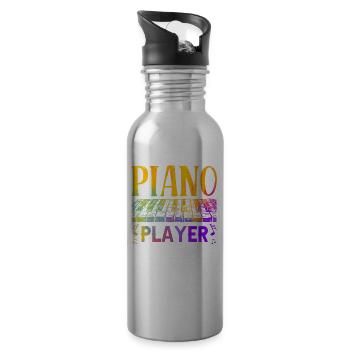 Pianiste Piano Musicien de piano - Gourde avec paille intégrée - argent clair - Droite