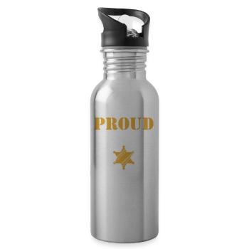 Proud retired policeman Police pension - Water bottle with straw - silver - Right