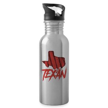 Texaner Texas Stolz Sprüche Texanisch - Trinkflasche mit integriertem Trinkhalm - Lightsilver - Rechts