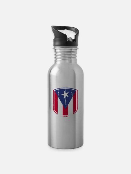 Puerto Rico - Trinkflasche mit integriertem Trinkhalm -