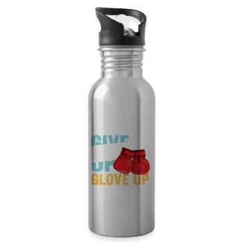Don't Give Up Glove Up für einen Boxer und Box - Trinkflasche mit integriertem Trinkhalm - Lightsilver - Rechts