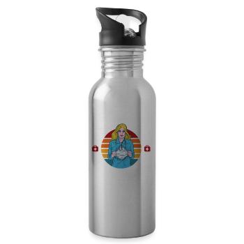 Instructeur de secourisme Enseignant du cours sur les mesures d’urgence - Gourde avec paille intégrée - argent clair - Droite