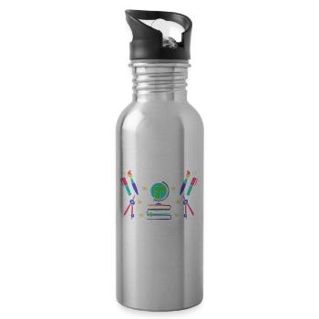 Welcome back to Kindergarten Sweet Humor Children - Water bottle with straw - silver - Right