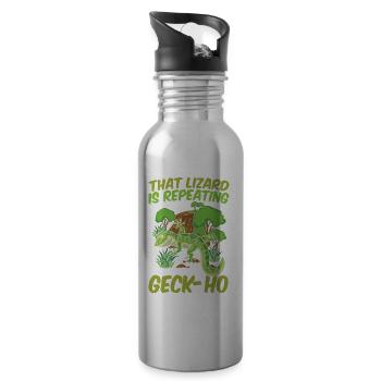 Lizard Is Repeating Itself So Much You Can Hear - Trinkflasche mit integriertem Trinkhalm - Lightsilver - Rechts