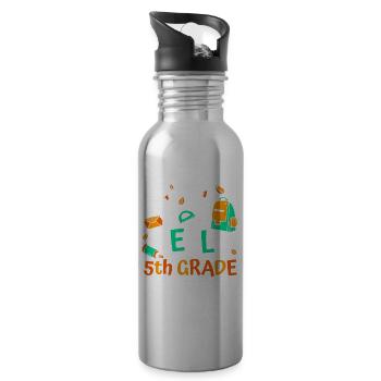 Hallo 5. Klasse Fünftklässler 5 Klasse Fünfte - Trinkflasche mit integriertem Trinkhalm - Lightsilver - Rechts