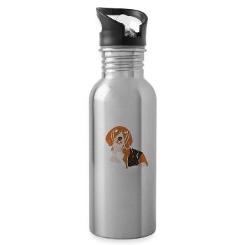 Beagle Papa Boy Type Puppy Beagles Dog - Water bottle with straw - silver - Right