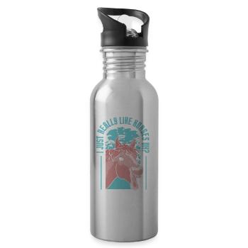 Ich Mag Pferde Einfach Sehr Reiter Reiten Pferd - Trinkflasche mit integriertem Trinkhalm - Lightsilver - Rechts
