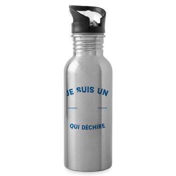 Je suis un Papa et Beau Papa qui déchire Cadeau - Gourde avec paille intégrée - argent clair - Droite