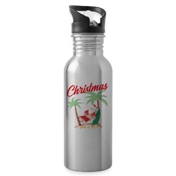 Weihnachten im Juli Noël en juillet Père Noël Humour - Gourde avec paille intégrée - argent clair - Droite