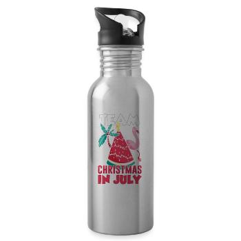 Team Weihnachten Im Juli Santa Christmas In July - Trinkflasche mit integriertem Trinkhalm - Lightsilver - Rechts