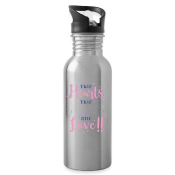 Two Hearts, Two Lives, One Love - Water bottle with straw - silver - Right