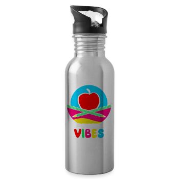 Kindergarten Vibes Mignons Enfants Humour Dictons - Gourde avec paille intégrée - argent clair - Droite