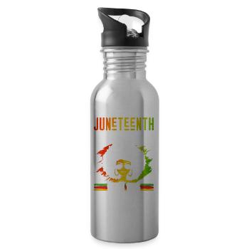 Juneteenth Free Ish since 1865 Black Africa - Water bottle with straw - silver - Right