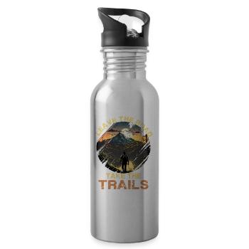 Leave The Road Take The Trails für eine Wanderer - Trinkflasche mit integriertem Trinkhalm - Lightsilver - Rechts
