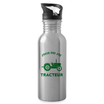 J'peux pas j'ai tracteur - Gourde avec paille intégrée - argent clair - Droite