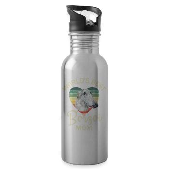 Dog Borzoi - Water bottle with straw - silver - Right