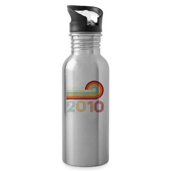 2010 Geburtstag Legendary since Vintage Rainbow - Trinkflasche mit integriertem Trinkhalm - Lightsilver - Rechts