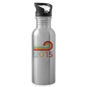 2015 Geburtstag Legendary since Vintage Rainbow - Trinkflasche mit integriertem Trinkhalm - Lightsilver - Rechts