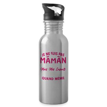 Pas une Maman Parfaite, Citation Maman Humour - Gourde avec paille intégrée - argent clair - Droite