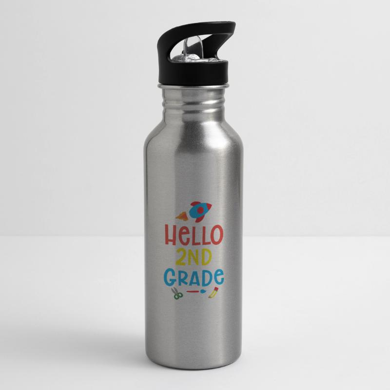Hello 2nd Class Second Class Second Grader Water bottle with straw