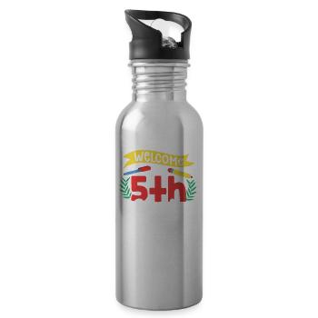 Willkommen In Der 5 Klasse Fünfte Fünftklässler - Trinkflasche mit integriertem Trinkhalm - Lightsilver - Rechts
