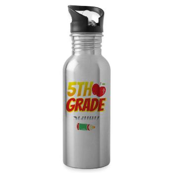 5 Klasse Team Schule Fünftklässler Fünfte - Trinkflasche mit integriertem Trinkhalm - Lightsilver - Rechts