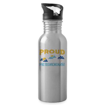 Fier météorologue Prévisions météorologiques Météorologie - Gourde avec paille intégrée - argent clair - Droite