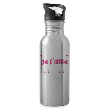 Mamie je t'aime à l'infini Cadeau Humour Mamie - Gourde avec paille intégrée - argent clair - Droite