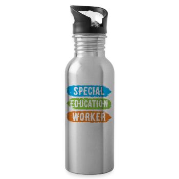 Special Education Workers Special Education Teachers - Water bottle with straw - silver - Right