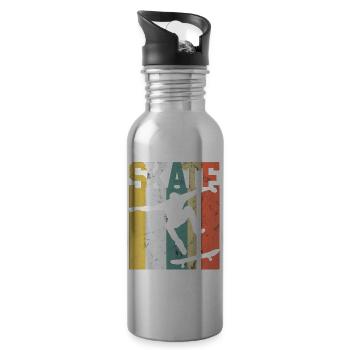 Skate Skateboarder Cadeau Skateboard Rétro - Gourde avec paille intégrée - argent clair - Droite